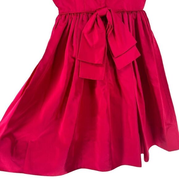 1960s Party Dress Berry Red Bow Back Sleeveless Flare Skirt Monterey Modes XS - Picture 11 of 13